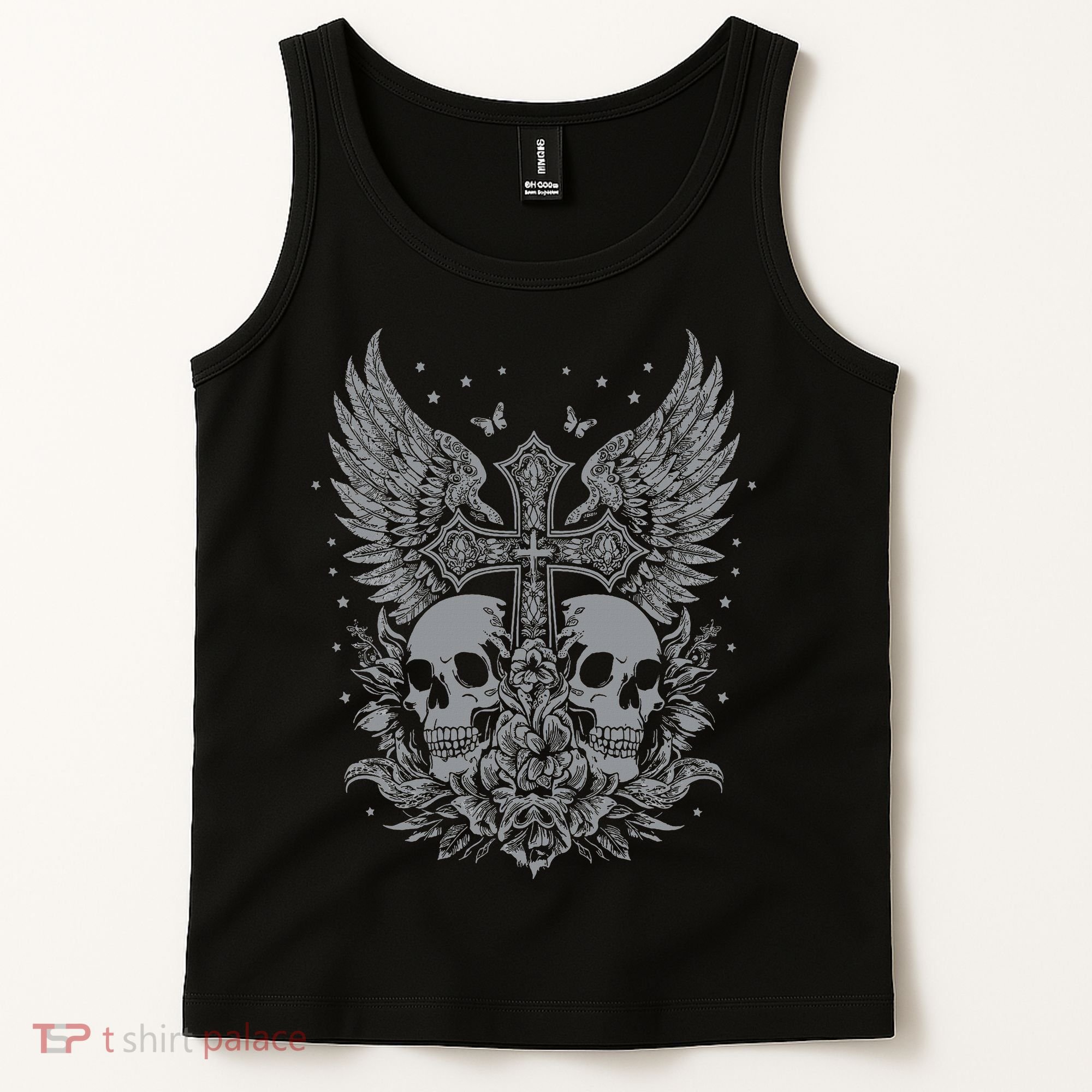 Emo Grunge Aesthetic Goth Skull Cross Gothic Butterfly Tank Top