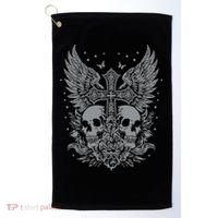 Emo Grunge Aesthetic Goth Skull Cross Gothic Butterfly Golf Towel thumb 0