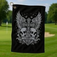 Emo Grunge Aesthetic Goth Skull Cross Gothic Butterfly Golf Towel thumb 1
