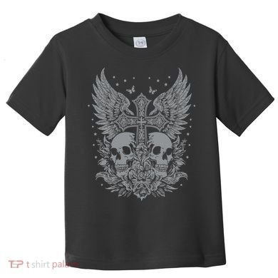 Emo Grunge Aesthetic Goth Skull Cross Gothic Butterfly Toddler T-Shirt
