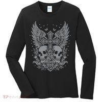 Emo Grunge Aesthetic Goth Skull Cross Gothic Butterfly Women's Long Sleeve Shirt thumb 0