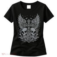 Emo Grunge Aesthetic Goth Skull Cross Gothic Butterfly Women's T-Shirt thumb 0