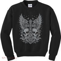 Emo Grunge Aesthetic Goth Skull Cross Gothic Butterfly Kids Sweatshirt thumb 0