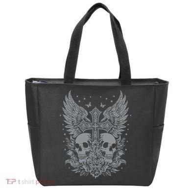 Emo Grunge Aesthetic Goth Skull Cross Gothic Butterfly Tote Bag