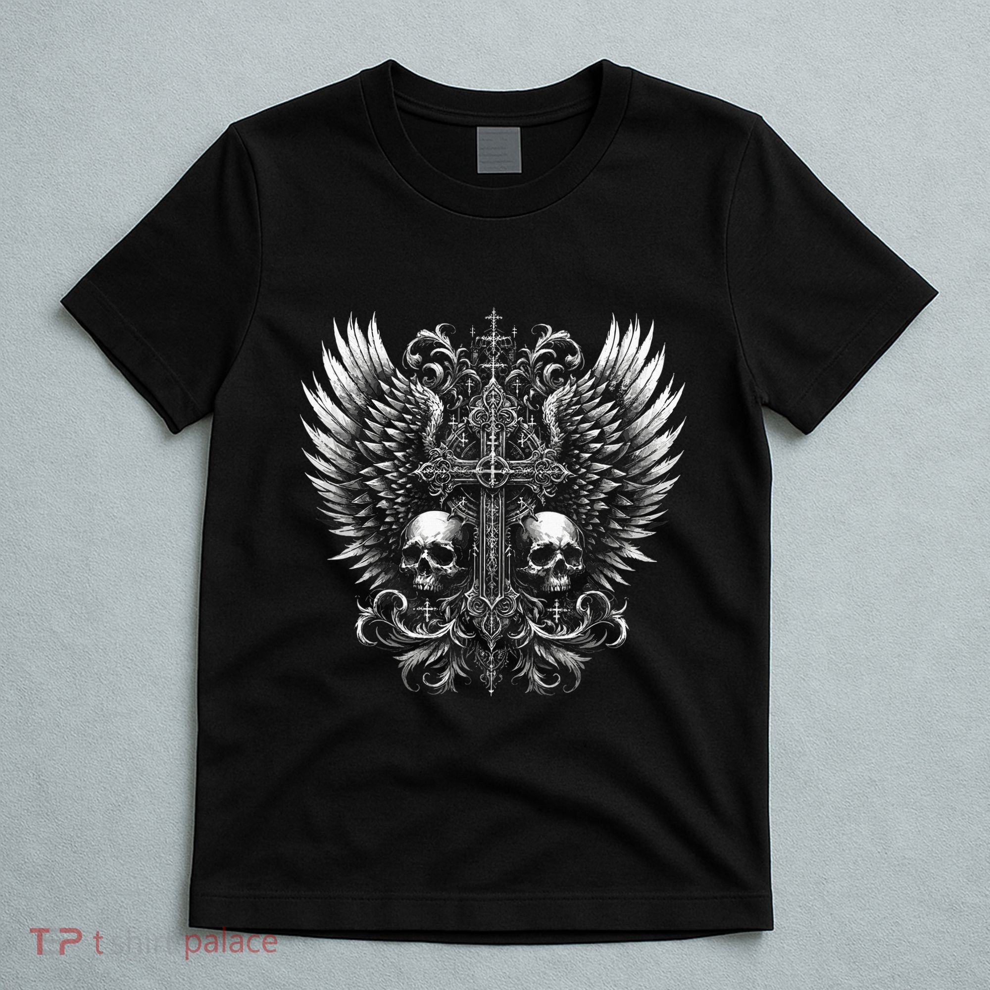Emo Grunge Aesthetic Alt Goth Skull Cross Gothic T-Shirt
