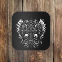Emo Grunge Aesthetic Alt Goth Skull Cross Gothic Coaster thumb 0