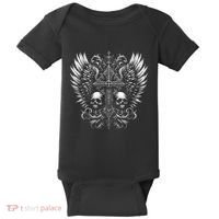 Emo Grunge Aesthetic Alt Goth Skull Cross Gothic Baby Bodysuit thumb 0