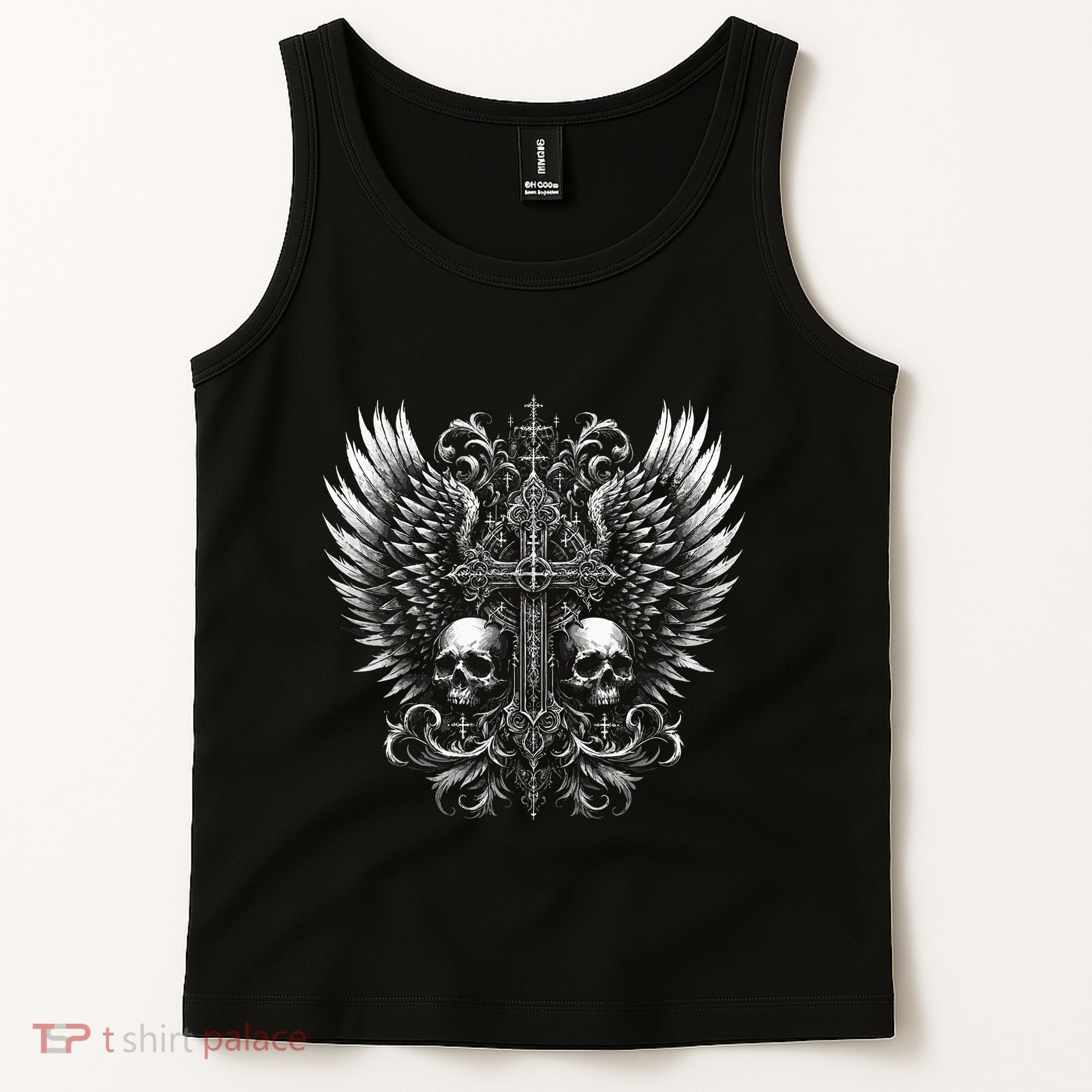 Emo Grunge Aesthetic Alt Goth Skull Cross Gothic Tank Top