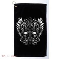 Emo Grunge Aesthetic Alt Goth Skull Cross Gothic Golf Towel thumb 0