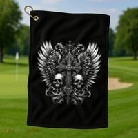 Emo Grunge Aesthetic Alt Goth Skull Cross Gothic Golf Towel thumb 1