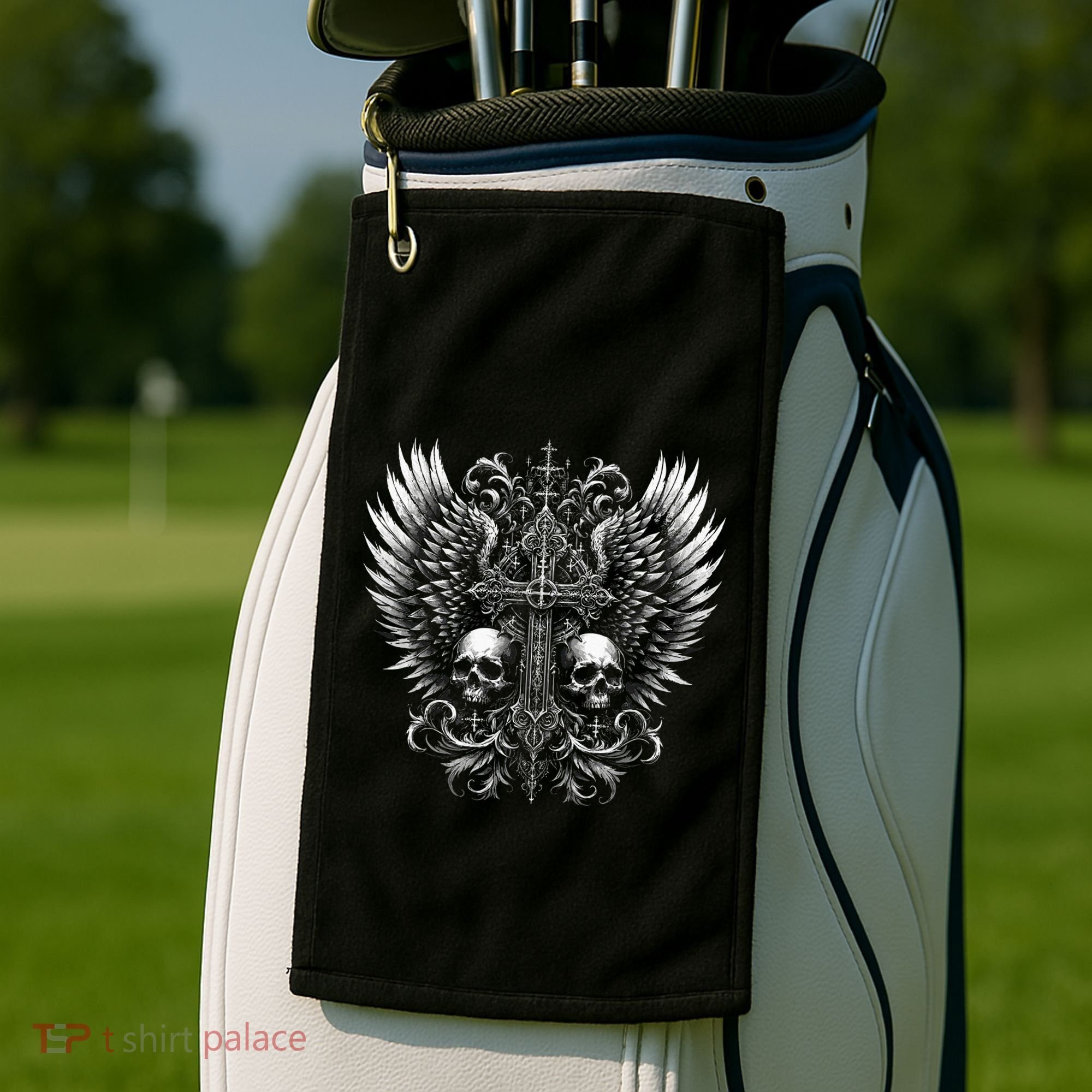 Emo Grunge Aesthetic Alt Goth Skull Cross Gothic Golf Towel