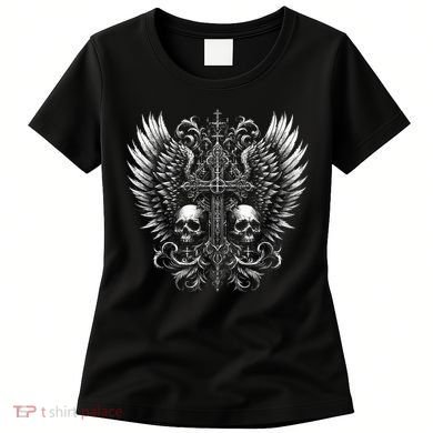 Emo Grunge Aesthetic Alt Goth Skull Cross Gothic Women's T-Shirt