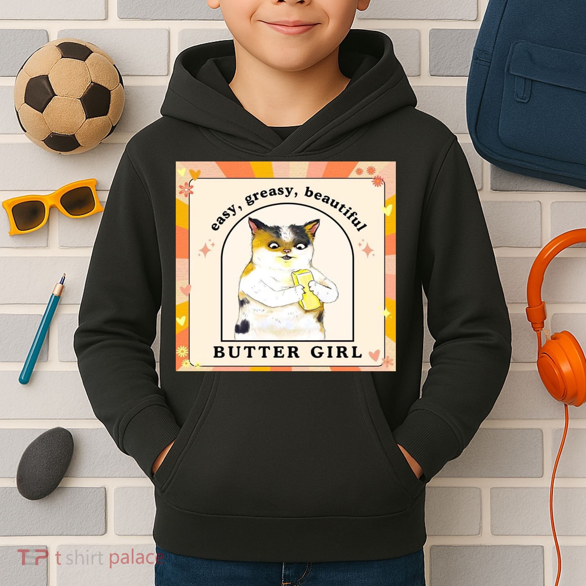 Easy Greasy Beautiful Butter Girl Kids Hoodie