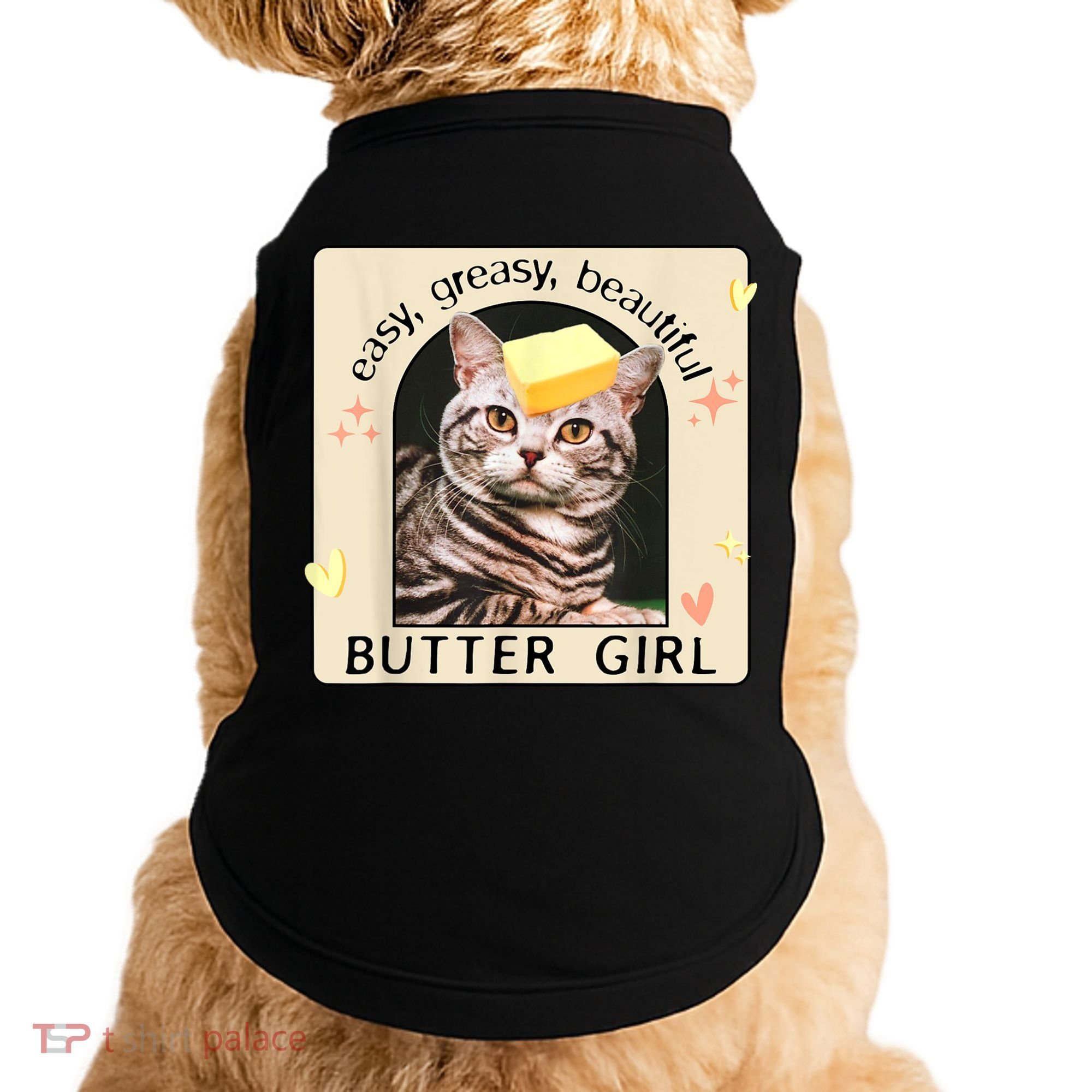 Easy Greasy Beautiful Butter Girl Cat Graphic Doggie Tank