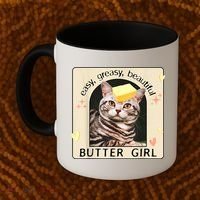 Easy Greasy Beautiful Butter Girl Cat Graphic Coffee Mug thumb 2
