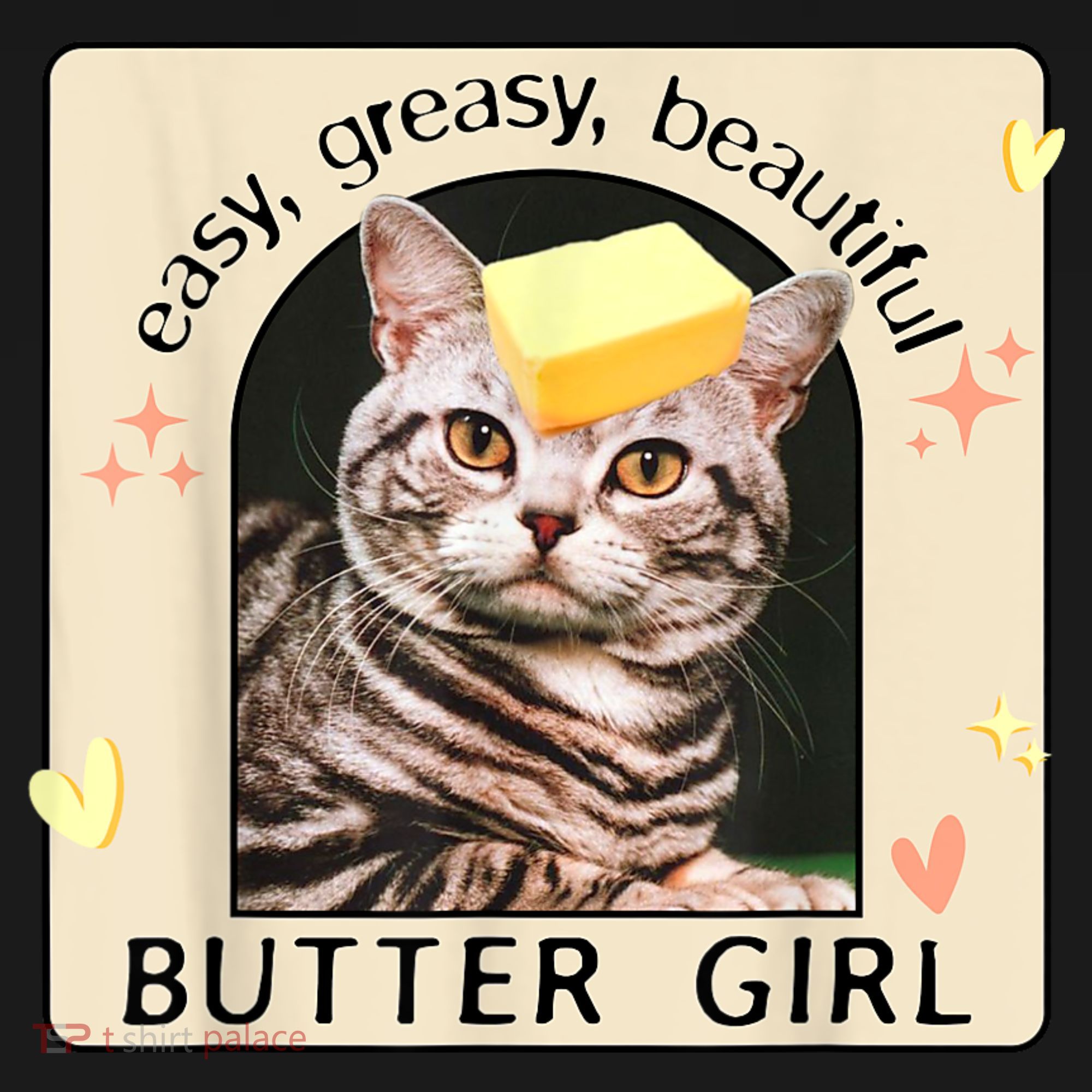 Easy Greasy Beautiful Butter Girl Cat Graphic Women's Hoodie
