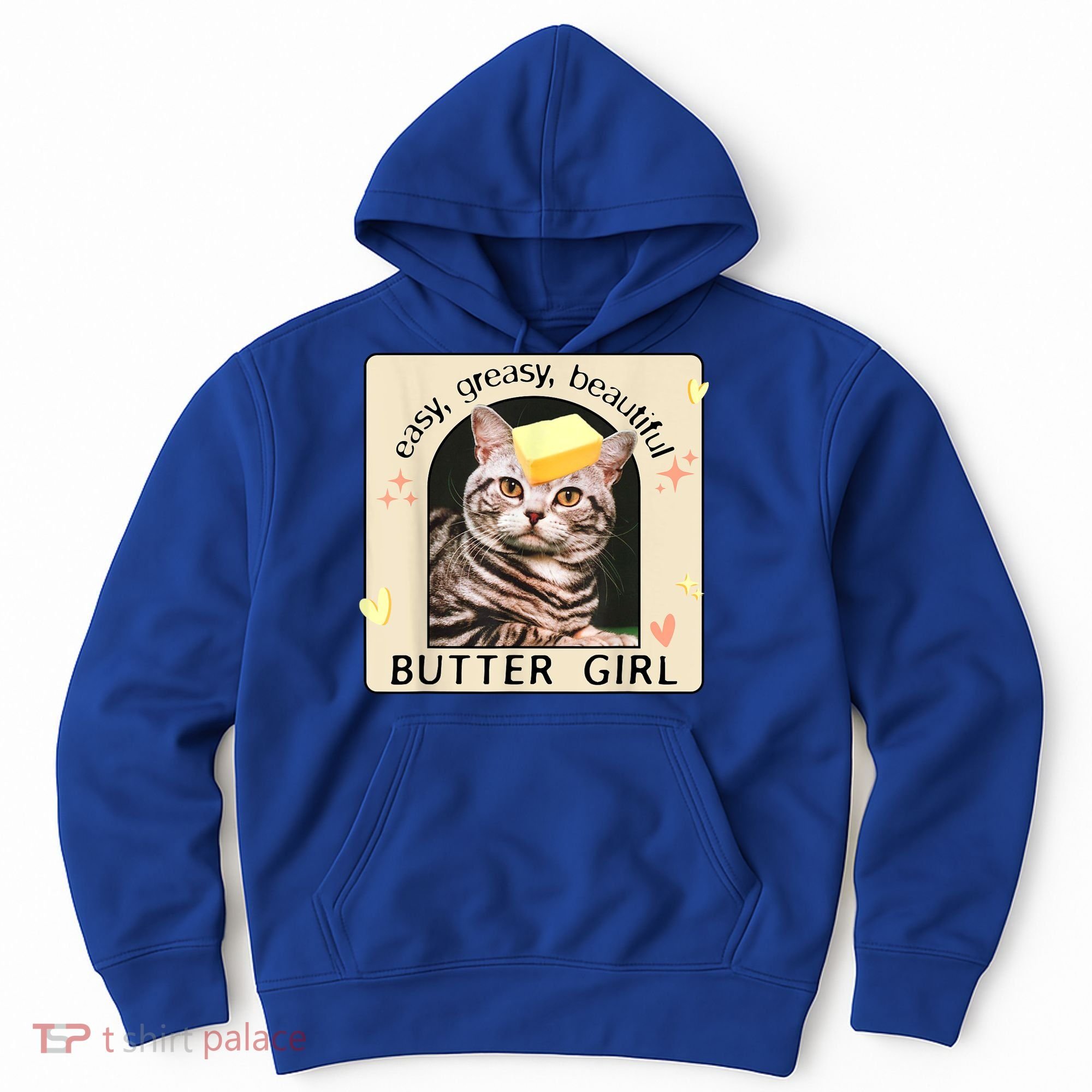 Easy Greasy Beautiful Butter Girl Cat Graphic Hoodie