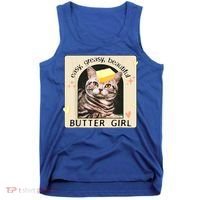 Easy Greasy Beautiful Butter Girl Cat Graphic Tank Top thumb 0