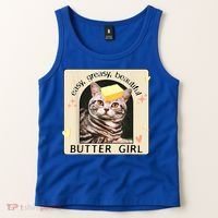Easy Greasy Beautiful Butter Girl Cat Graphic Tank Top thumb 2