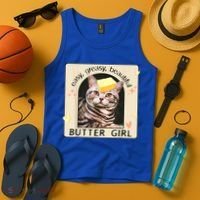 Easy Greasy Beautiful Butter Girl Cat Graphic Tank Top thumb 4