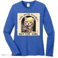 Easy Greasy Beautiful Butter Girl Cat Graphic Women's Long Sleeve Shirt thumb 0