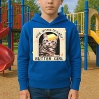 Easy Greasy Beautiful Butter Girl Cat Graphic Kids Hoodie thumb 2