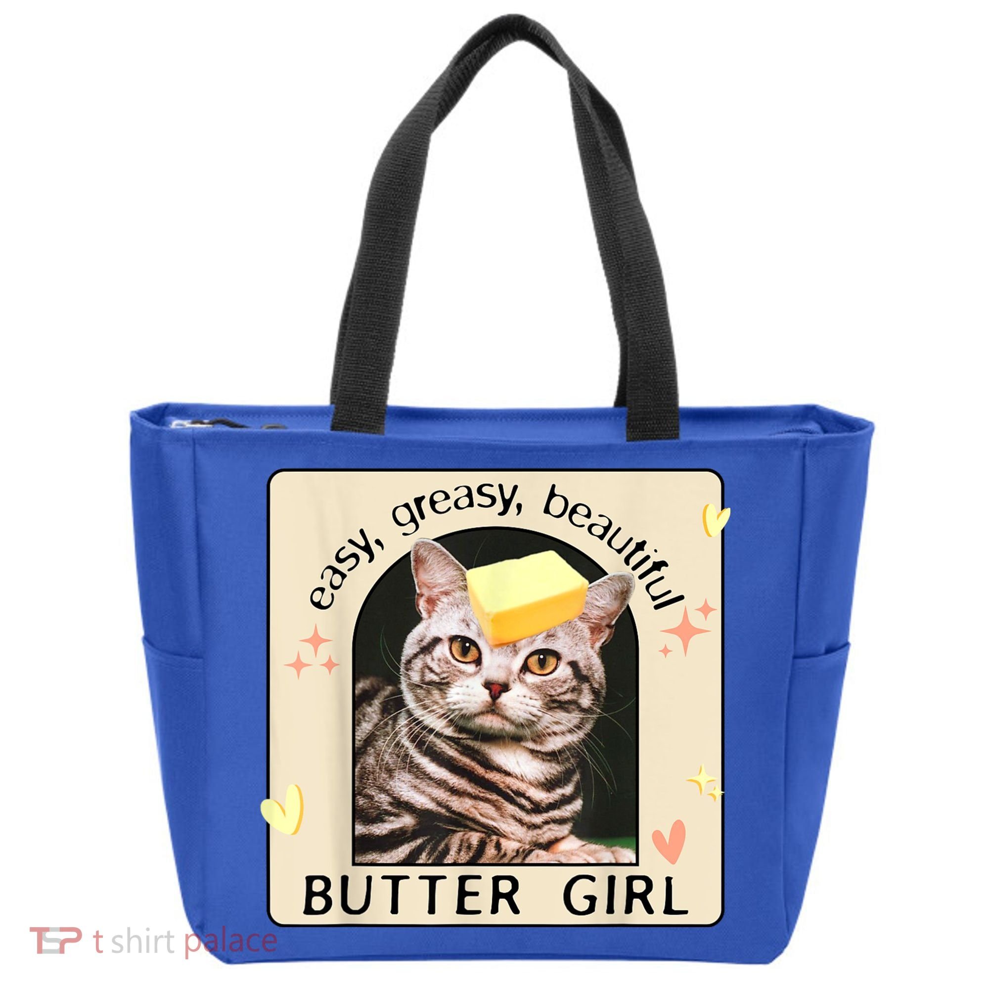 Easy Greasy Beautiful Butter Girl Cat Graphic Tote Bag