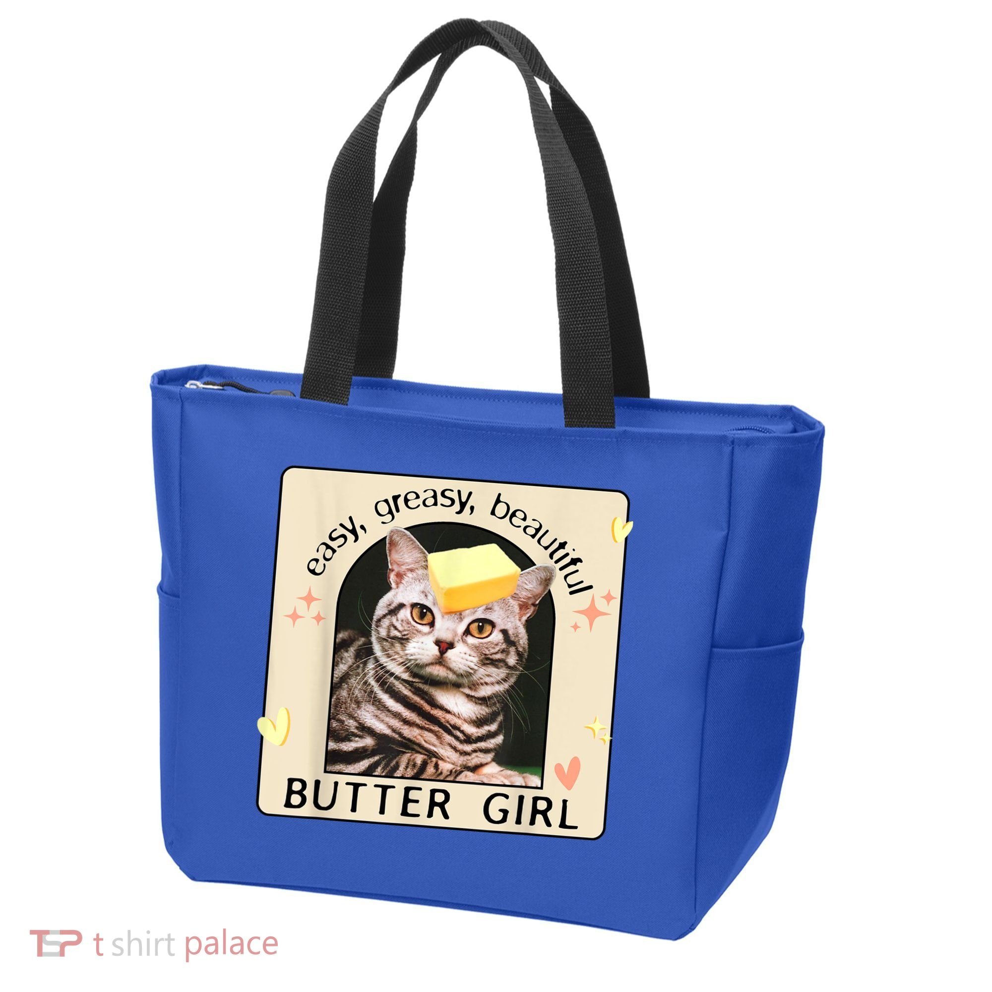 Easy Greasy Beautiful Butter Girl Cat Graphic Tote Bag