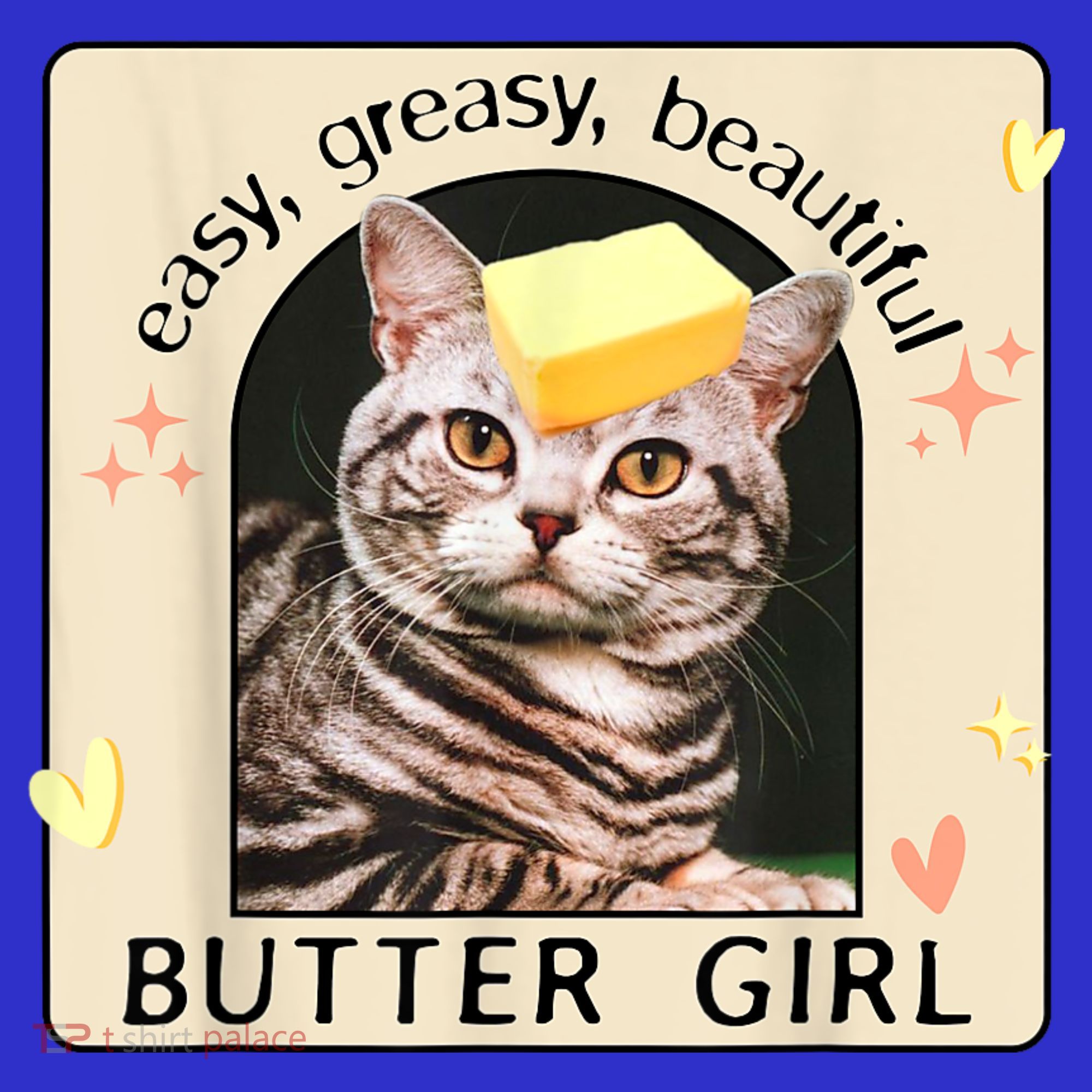 Easy Greasy Beautiful Butter Girl Cat Graphic Tote Bag