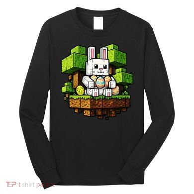 Easter Gamer Bunny Pixel Rabbit Long Sleeve Shirt