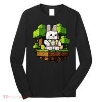Easter Gamer Bunny Pixel Rabbit Long Sleeve Shirt thumb 0
