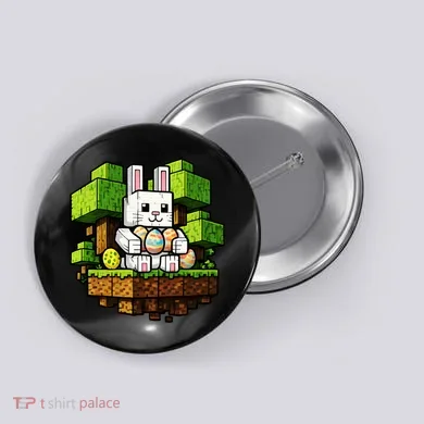 Easter Gamer Bunny Pixel Rabbit Button