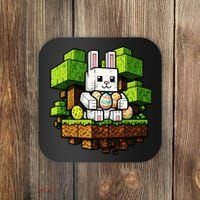 Easter Gamer Bunny Pixel Rabbit Coaster thumb 0
