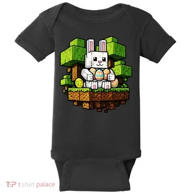 Easter Gamer Bunny Pixel Rabbit Baby Bodysuit