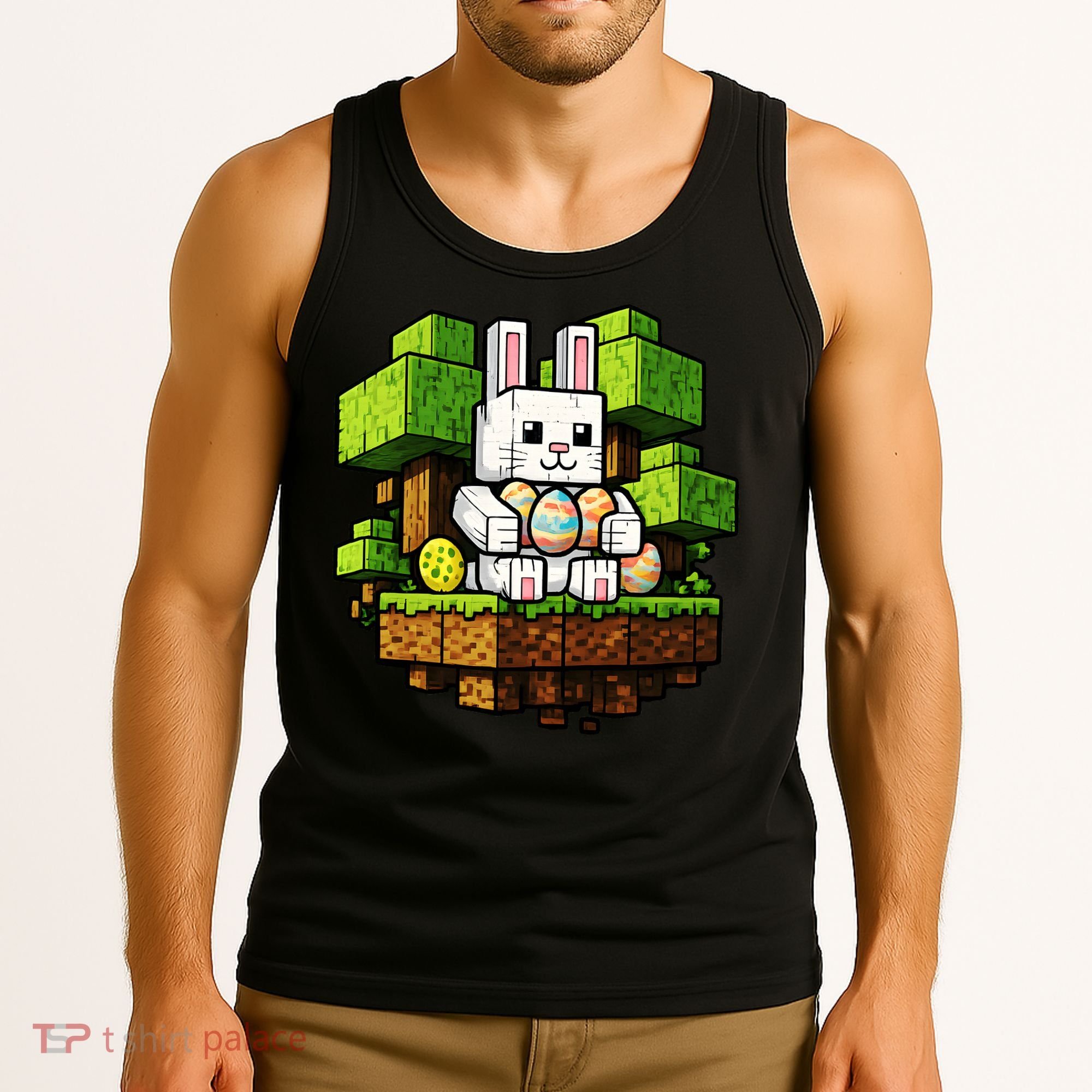 Easter Gamer Bunny Pixel Rabbit Tank Top