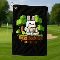 Easter Gamer Bunny Pixel Rabbit Golf Towel thumb 1