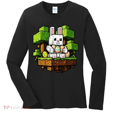 Easter Gamer Bunny Pixel Rabbit Women's Long Sleeve Shirt