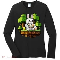 Easter Gamer Bunny Pixel Rabbit Women's Long Sleeve Shirt thumb 0