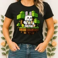 Easter Gamer Bunny Pixel Rabbit Women's T-Shirt thumb 2