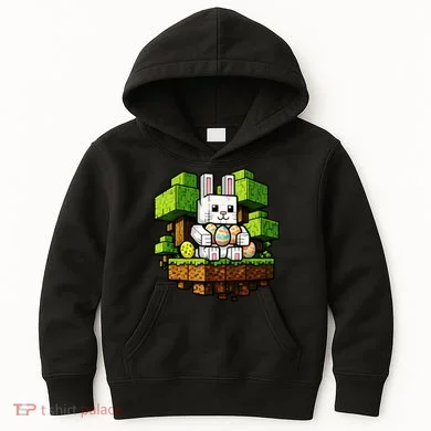 Easter Gamer Bunny Pixel Rabbit Kids Hoodie