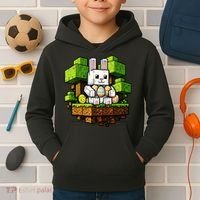Easter Gamer Bunny Pixel Rabbit Kids Hoodie thumb 2