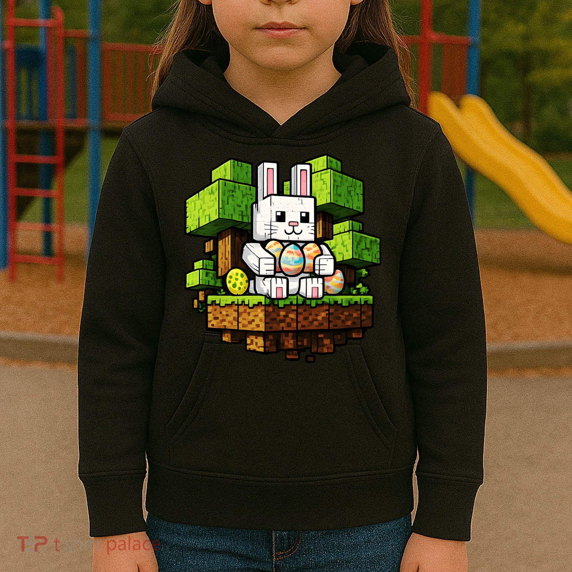 Easter Gamer Bunny Pixel Rabbit Kids Hoodie