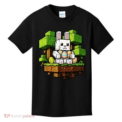 Easter Gamer Bunny Pixel Rabbit Kids T-Shirt