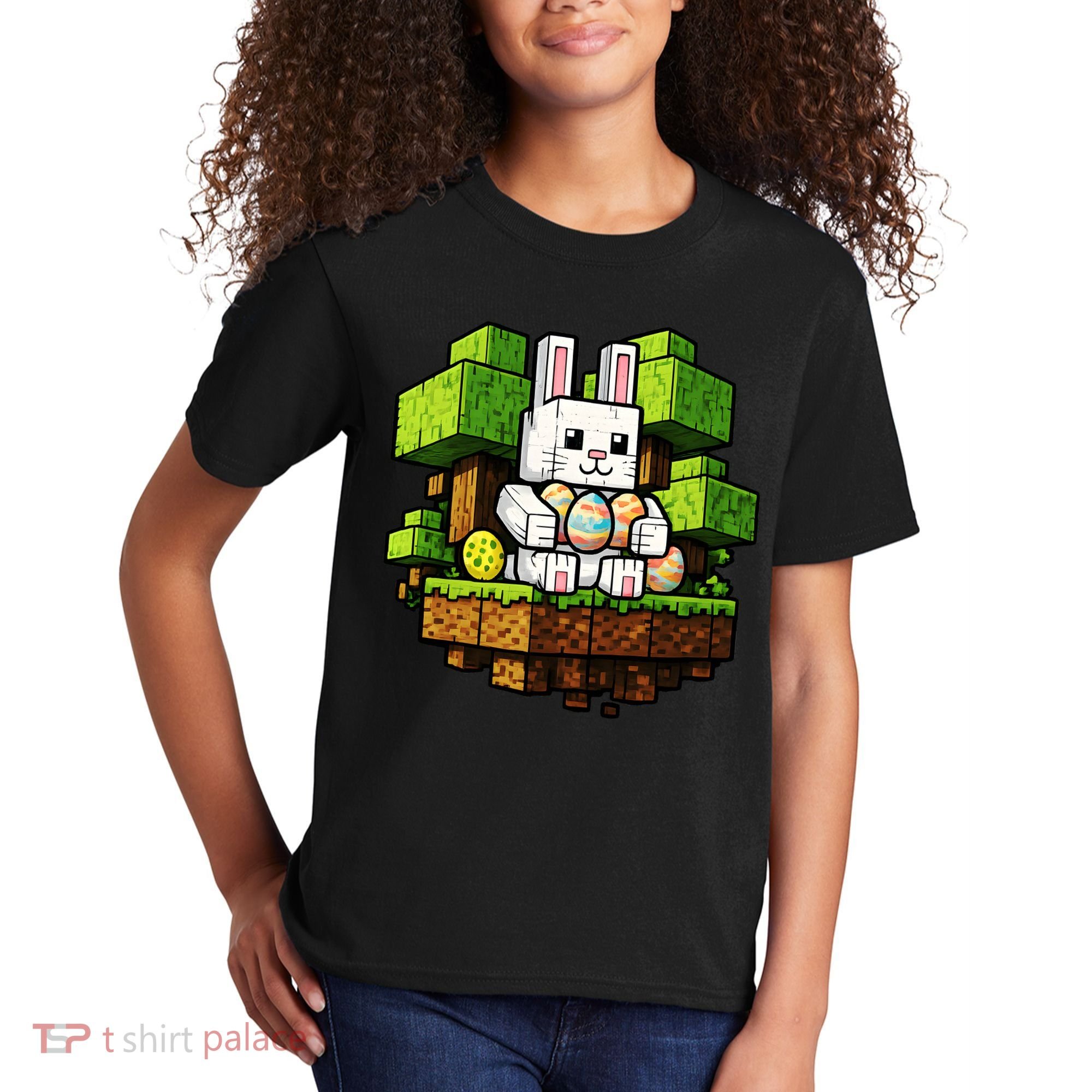 Easter Gamer Bunny Pixel Rabbit Kids T-Shirt