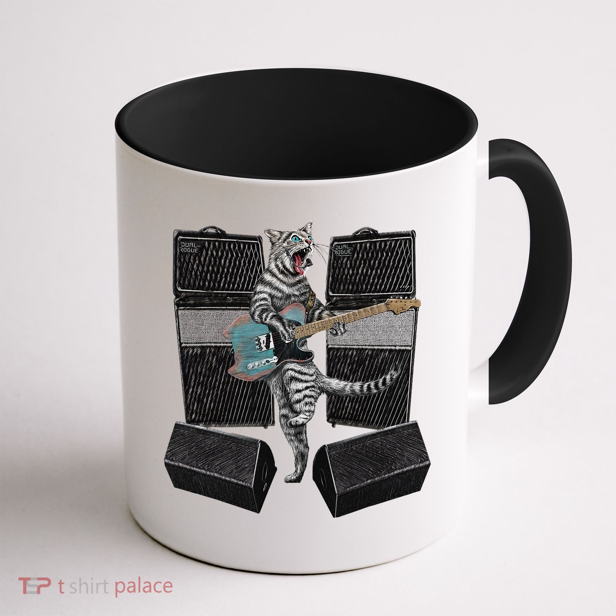 Electric Guitar Cat Amps Monitors Amplified Rockin Kitty Coffee Mug