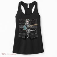 Electric Guitar Cat Amps Monitors Amplified Rockin Kitty Women's Tank Top thumb 0