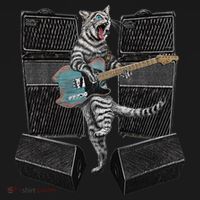 Electric Guitar Cat Amps Monitors Amplified Rockin Kitty Women's Tank Top thumb 5