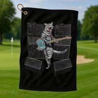 Electric Guitar Cat Amps Monitors Amplified Rockin Kitty Golf Towel thumb 1