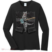 Electric Guitar Cat Amps Monitors Amplified Rockin Kitty Women's Long Sleeve Shirt thumb 0