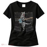 Electric Guitar Cat Amps Monitors Amplified Rockin Kitty Women's T-Shirt thumb 0